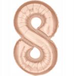 PartyBee Fólia lufi Szám 8 Rózsaszín Arany Rose Gold 100cm XXL nagy héliumos lufi