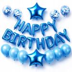 PartyBee Happy Birthday Kék Konfetti Csillag Lufi Szett