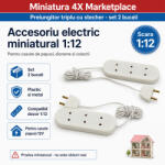 Hobbyplanet Prelungitor triplu cu stecher, set 2 bucati, accesoriu electric miniatural 1: 12 pentru casute de papusi (CC2585 - S1825)