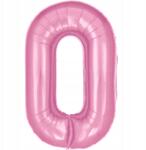 PartyBee Fólia lufi Szám 0 Rózsaszín 100cm nagy szám alakú héliumos lufi