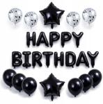 PartyBee Happy Birthday Fekete Konfetti Szülinapi Csillag Lufi Szett 25db-os