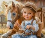 Norimpex - Puzzle Tablou Diamant: Fetiță cu un cal 30x40cm - 1 - 39 piese Puzzle