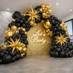 PartyBee Lufi Szett Íj Girland Fekete-Arany Dekoráció Szett 120db
