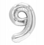 PartyPal Ezüst 9-es számú fólia lufi, 40 cm