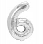 PartyPal Fólia lufi Szám 6 Ezüst 40cm szám alakú léggömb