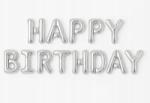 PartyBee Fólia lufi Happy Birthday Felirat 40cm Ezüst Születésnapi Füzér