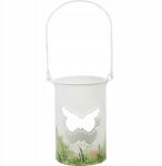 Goliat Lampion Gyertyatartó Fehér, Pillangó Mintával (AS-1012)