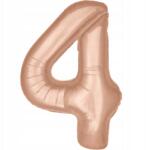 PartyBee Fólia lufi Szám 4 Rózsaszín Arany Rose Gold 100cm XXL nagy héliumos lufi