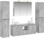 vidaXL Комплект мебели за баня 6 бр. Бетонно сиво (3407210)