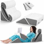 Linomag Set 6 Perne Ortopedice Reglabile tip Pat Ortopedic Linomag®, pentru Somn, Citit, Privit la TV, Recuperare Medicala, Reflux, Sforăit, Suport Spate, Gat si Picioare, Husa Detasabila si Lavabila, Alb/Gri