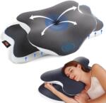 Linomag Perna Ortopedica Cervicala pentru dormit Linomag®, Spuma cu Memorie, Husa lavabila, Suport pentru cap, gat, umeri si brate, Alb/Negru, 65 x 40 x 14 cm (pdan)