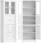 HomCom Dulap înalt pentru baie, mobilier de depozitare cu 6 uși dintre care 2 vitrate și 2 tip persiană, raft reglabil, alb | Aosom Romania (834-678V81WT)
