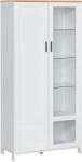 HOMCOM Bufet Modern 2 Uși 7 Rafturi Design Anti-Răsturnare Lemn Sticlă 76x36x160cm Alb | Aosom Romania (835-652) Bufet