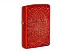Zippo metál vörös lézergravírozott benzines öngyújtó - koncentrikus geometrikus mintával (Z-190428-2)