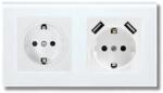 iUni Priza dubla rama sticla securizata, 2 porturi USB-A, iUni US2, 16A (553899)