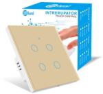 iUni Intrerupator smart touch, WiFi, Sticla securizata, iUni 4G, 4 Canale, 10A, Control vocal, Smart Life / Tuya, LED, Gold (554179)