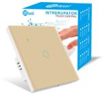iUni Intrerupator smart touch, WiFi, Sticla securizata, iUni 1G, 1 Canal, 10A, Control vocal, Smart Life / Tuya, LED, Gold (553790)