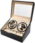 iUni Cutie intors ceasuri iUni, Watch Winder 4 + 6 spatii depozitare, Negru-Crem (559068)