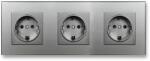 iUni Priza tripla cu rama din sticla securizata iUni WS3, 16A, Silver (553615)