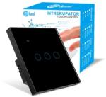 iUni Intrerupator smart touch, WiFi, Sticla securizata, iUni 3G, 3 Canale, 10A, Control vocal, Smart Life / Tuya, LED, Black (553868)