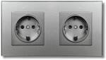 iUni Priza dubla cu rama din sticla securizata iUni WS2, 16A, Silver (553660)