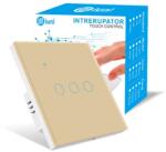 iUni Intrerupator smart touch, WiFi, Sticla securizata, iUni 3G, 3 Canale, 10A, Control vocal, Smart Life / Tuya, LED, Gold (553875)