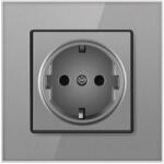 iUni Priza cu rama din sticla securizata iUni WS1, 16A, Silver (550171)