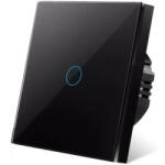 iUni Intrerupator touch cap scara, cap cruce iUni 1F, 1 Canal, Sticla securizata, LED, Negru (556203)