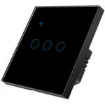 iUni Intrerupator smart touch iUni 3F, Wi-Fi, Sticla securizata, LED, Black (550386)