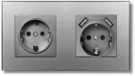 iUni Priza dubla rama din sticla securizata, 2 porturi USB-A, iUni US2, 16A, Silver (553912)