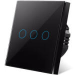 iUni Intrerupator touch iUni 3F, Sticla Securizata, LED, Black (550263)