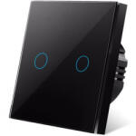 iUni Intrerupator touch iUni 2F, Sticla Securizata, LED, Black (550225)