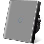 iUni Intrerupator touch cap scara, cap cruce iUni 1F, 1 Canal, Sticla securizata, LED, Argintiu (556227)