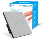 iUni Intrerupator smart touch, WiFi, Sticla securizata, iUni 3G, 3 Canale, 10A, Control vocal, Smart Life / Tuya, LED, Silver (553882)