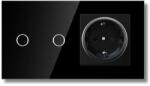iUni Intrerupator touch si Priza, Rama sticla securizata, iUni 2Y, LED, Black (554087)