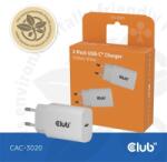 Club 3D CAC-3020 (2db/csomag, 30W USB-C, PD3.0, túltöltés védelem, kicsi méret, fehér) (PERCLUCAC-3020)
