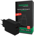 PATONA Premium PD36W Adapter 5V/3A 9V/2A 12V/1.5A 1xUSB-C 1xUSB-A PD3.0 QC3.0 (PT-2638)