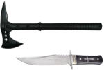 Depox Set Topor Survivor 39 cm si Cutit de vanatoare 28 cm , DEPOX® , negru , husa inclusa (0972)