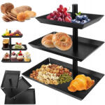 Bedee Three Layer Rotatable Snack Fruit Plate Fekete Acél Desszertekhez (Niezbędny stojak imprezowy Koszyk)