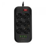 Serioux Prelungitor cu protectie Serioux, 6 prize schuko, input 100-240V, 50- (SRXP-PS66B)