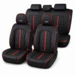 Carguard Huse auto premium 5 locuri Carguard Deluxe din piele ecologica perforata, negru-rosu (HSA024)