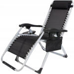 Sersimo Sezlong pliabil gravitate zero 175x65 cm cu masuta si organizator, negru (GO-L66Z2)