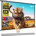 Linomag Ecran de proiecție anti-lumină Linomag®, montabil pe perete, 120 inch / 3.5m, pliabil, cu suport telescopic din oțel inoxidabil, format 16: 9, 148x266cm, Gri (epgd)