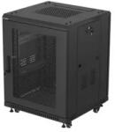 Lanberg Комуникационен шкаф, Lanberg rack cabinet 19" free-standing 15U/600X600 (FLAT PACK) with mesh door black (FF01-6615-23B)