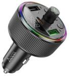 hoco. E82 bluetooth FM transmitter autós töltő 2 USB aljzat (v5.3, 30W, gyorstöltő, LED kijelző) FEKE (177670)