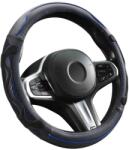 Autolife Genuine Leather Valódi bõr kormányvédõ 38cm, fekete-kék DW-5002BL (00917)