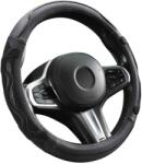 Autolife Genuine Leather Valódi bõr kormányvédõ 38cm, fekete-szürke DW-5002GRAY (00948)