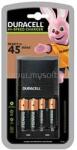 DURACELL akkutöltő LED jelzés, 4xAA/AAA elem kompatibilis + 2db 750mAh AAA elem + 2db 1300mAh AA elem, FEKETE (CEF27) (CEF27)