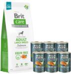 Brit CARE Беззърнена храна за възрастни кучета от големи породи със сьомга 12кг + WILD FARM Superfood Salmon 6x400g беззърнена храна за кучета