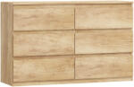 HOMCOM Comodă 6 sertare mobilier de depozitare fără mânere design minimalist 120 x 39 x 75 cm stejar | Aosom Romania (831-690V83AK) Comoda